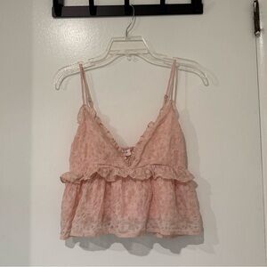 Storia Pink Peplum Floral Tank Top